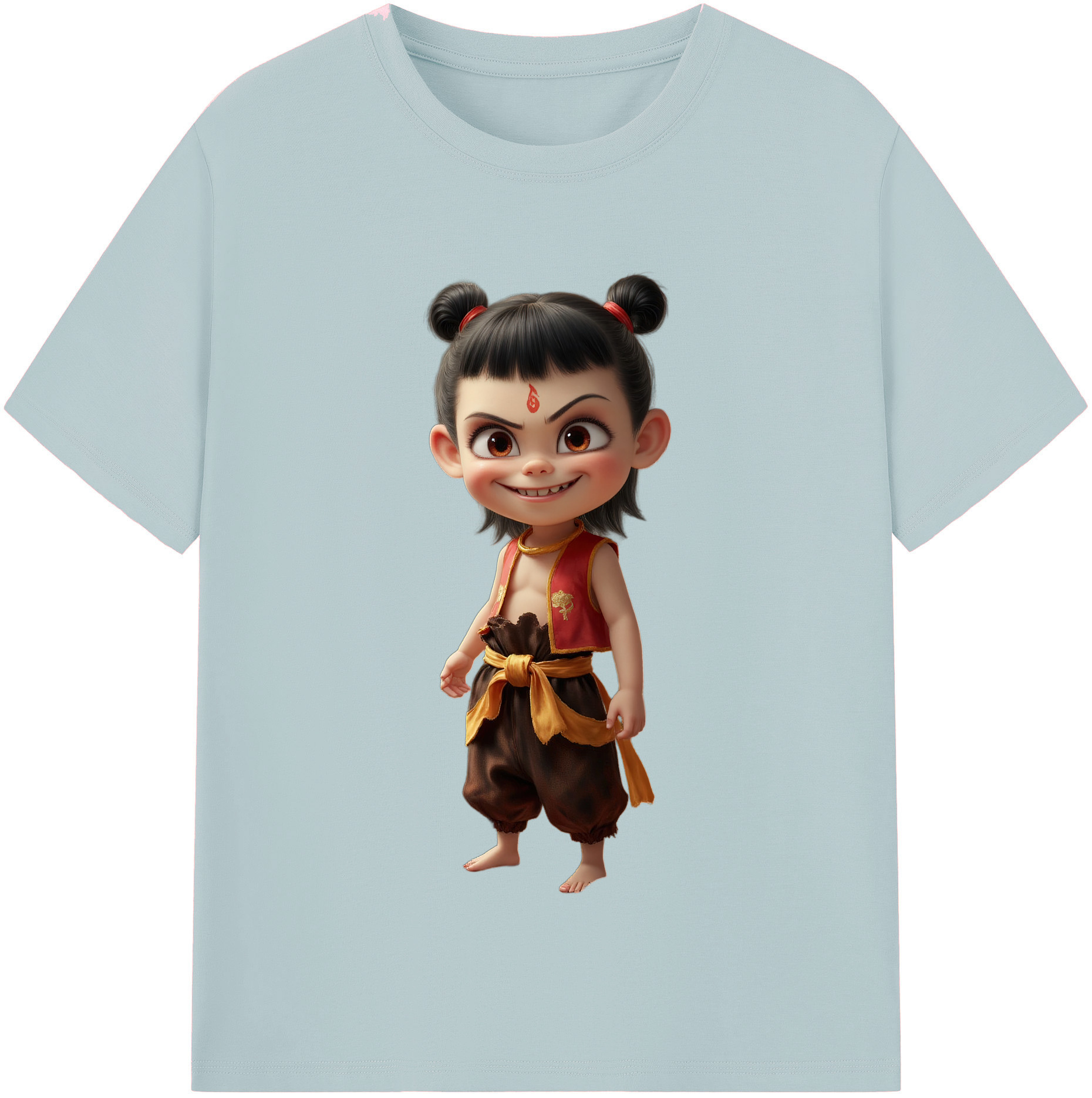 （画像用） Ne Zha 2 ナタ 魔童の大暴れ 綿100％半袖Tシャツ（フロントプリント）